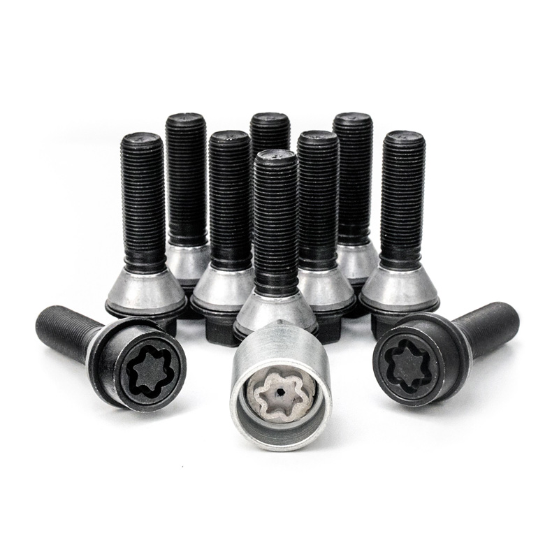 H&R Wielboutenset konisch met beweegbare ring M14x1.25 - Lengte 46mm - Zwart - 10 stuks (Bv.  BMW) - incl. wielsloten