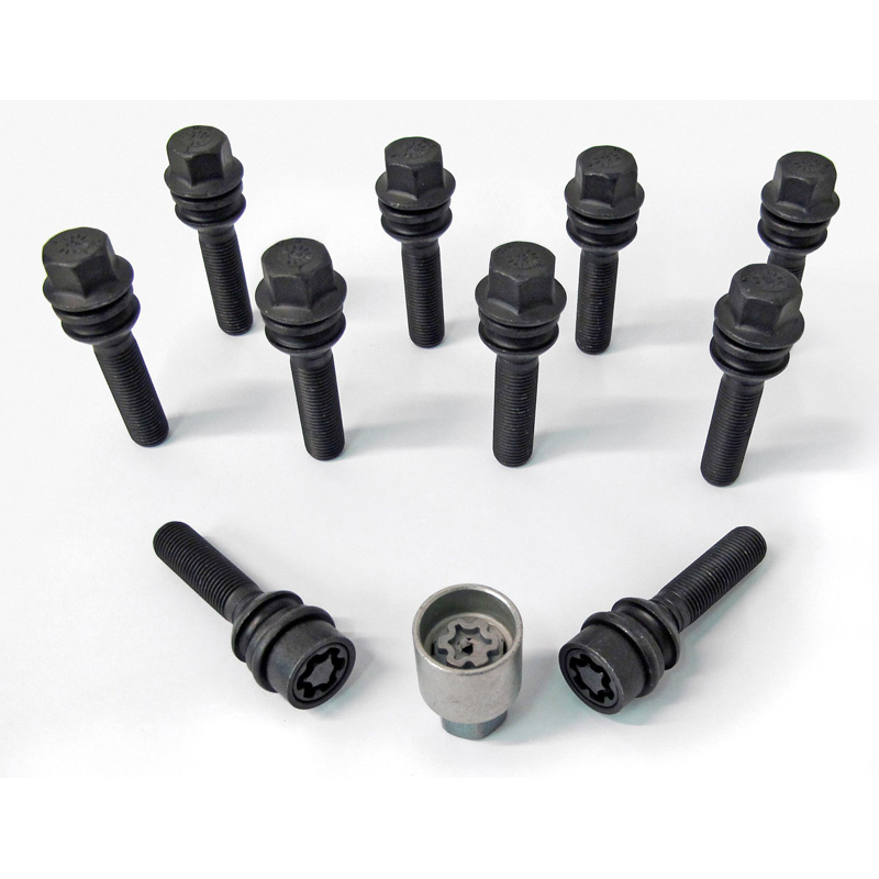 H&R Wielboutenset bolkonisch met bewegende ring R14 M14x1.50 - Lengte 56mm - Zwart - 10 stuks - incl. wielsloten