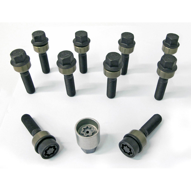 H&R Wielboutenset bolkonisch met beweegbare ring R14 M14x1.50 - Lengte 63mm - Zwart - 10 stuks (Bv.  Porsche) - incl. wielsloten