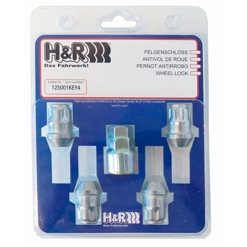 H&R Wielslotenset M14x1.50 konisch - 4 slotmoeren incl. adapter