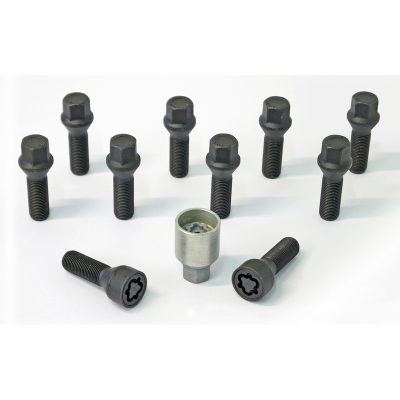 H&R Wielboutenset konisch M14x1.25 - Lengte 43mm - Zwart - 10 stuks - incl. wielsloten