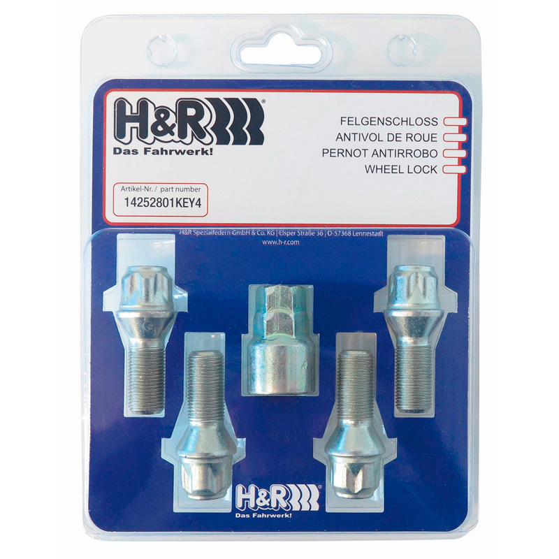 H&R Wielslotenset M14x1.50x26mm konisch - 4 slotbouten incl. adapter