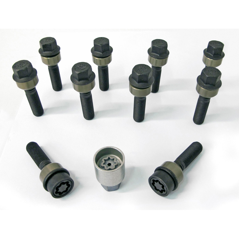 H&R Wielboutenset bolkonisch met beweegbare ring R14 M14x1.50 - Lengte 68mm - Zwart - 10 stuks (Bv.  Porsche) - incl. wielsloten
