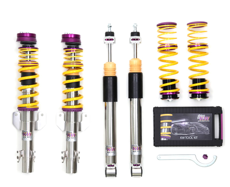 Schroefset KW V3 inox VW Transporter T6 DDC, Met klem-bevestiging op de voorpoten