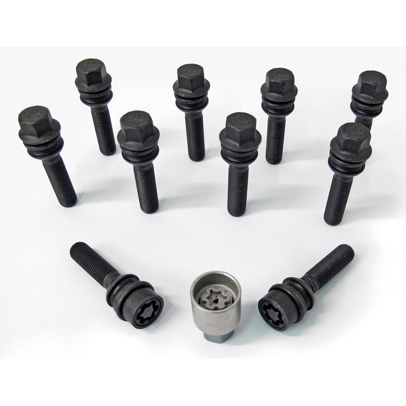 H&R Wielboutenset bolkonisch met bewegende ring R14 M14x1.50 - Lengte 36mm - Zwart - 10 stuks - incl. wielsloten