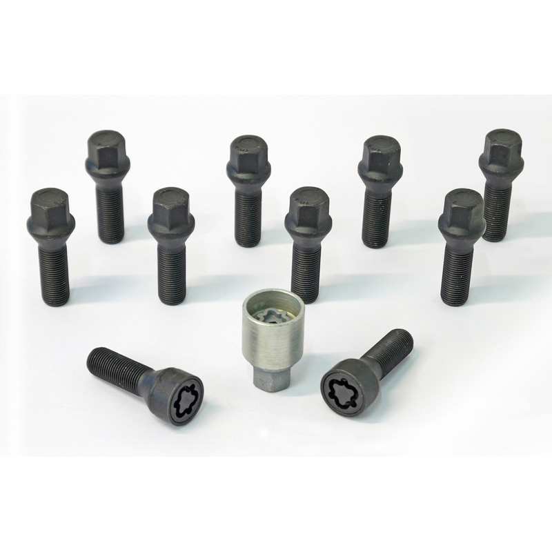 H&R Wielboutenset konisch M14x1.50 - Lengte 30mm - Zwart - 10 stuks - incl. wielsloten