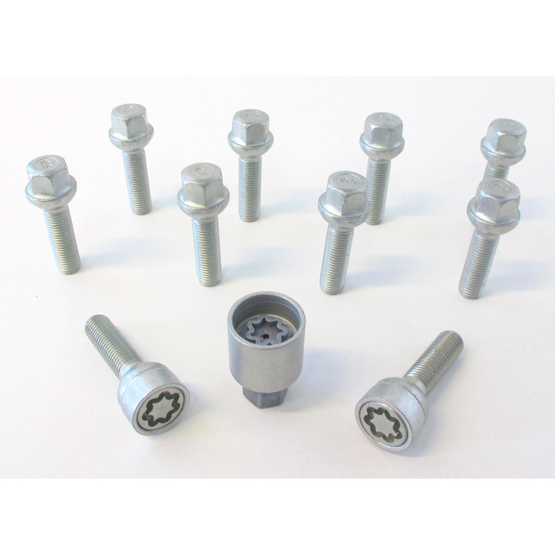 H&R Wielboutenset bolkonisch R12 M12x1.50 - Lengte 55mm - 10 stuks (Bv.  Mercedes) - incl. wielsloten