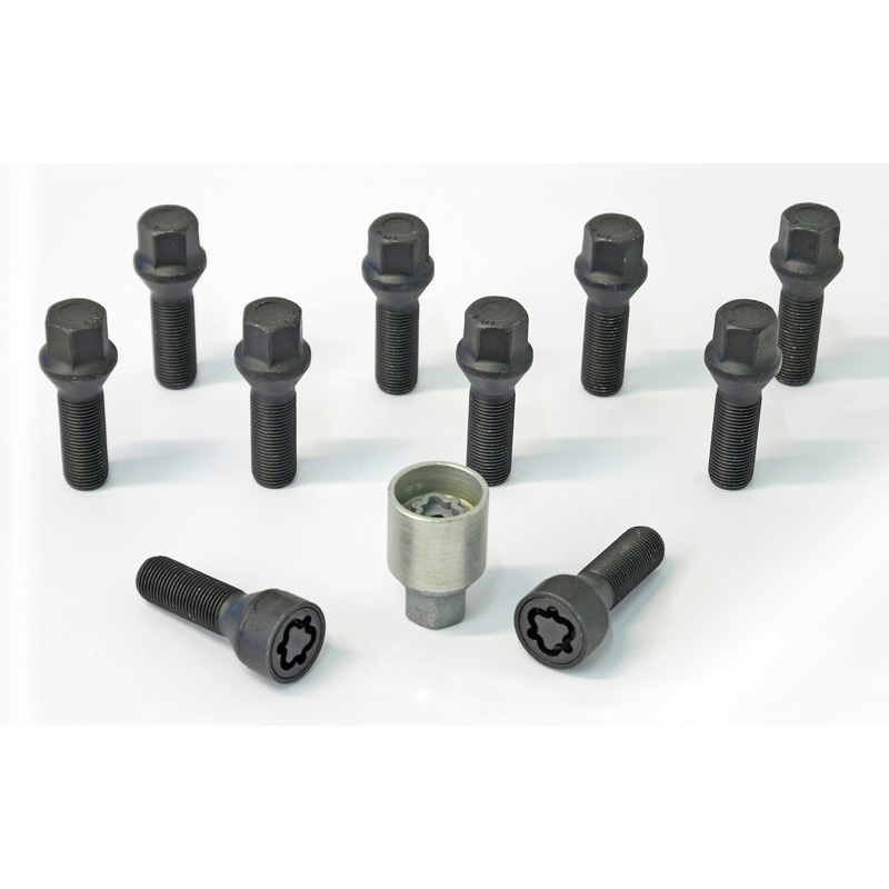 H&R Wielboutenset konisch M14x1.50 - Lengte 43mm - Zwart - 10 stuks - incl. wielsloten