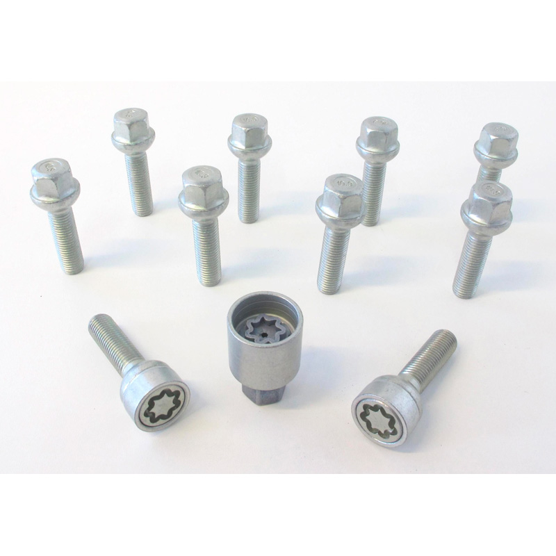 H&R Wielboutenset bolkonisch R12 M12x1.50 - Lengte 28mm - 10 stuks (Bv.  Mercedes) - incl. wielsloten