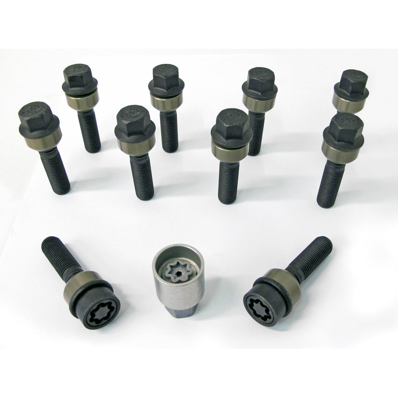 H&R Wielboutenset bolkonisch met beweegbare ring R14 M14x1.50 - Lengte 66mm - Zwart - 10 stuks (Bv.  Porsche) - incl. wielsloten