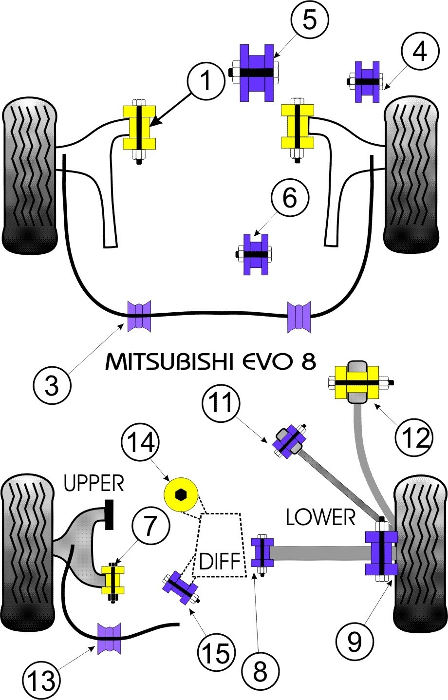 Mitsubishi Lancer Evolution RS/GSR 4-5-6-7 Rear Lower Track Cont