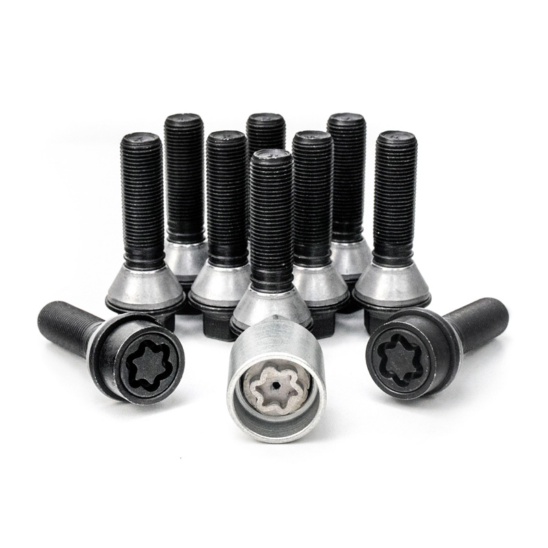 H&R Wielboutenset konisch met beweegbare ring M14x1.25 - Lengte 31mm - Zwart - 10 stuks (Bv.  BMW) - incl. wielsloten