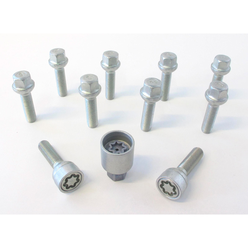 H&R Wielboutenset bolkonisch R12 M12x1.50 - Lengte 40mm - 10 stuks (Bv.  Mercedes) - incl. wielsloten