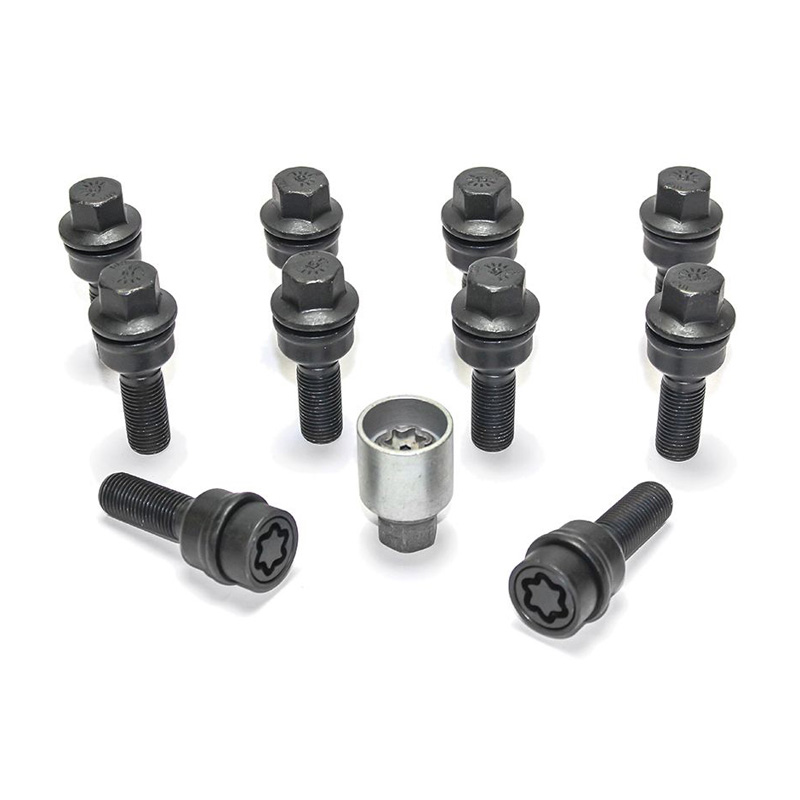 H&R Wielboutenset bolkonisch met beweegbare ring R14 M14x1.50 - Lengte 50mm - Zwart - 10 stuks (bv.  Audi Q3, Q5) - incl. wielsloten