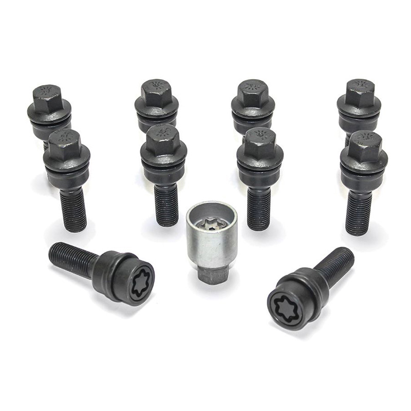 H&R Wielboutenset bolkonisch met beweegbare ring R14 M14x1.50 - Lengte 35mm - Zwart - 10 stuks (bv.  Audi Q3, Q5) - incl. wielsloten