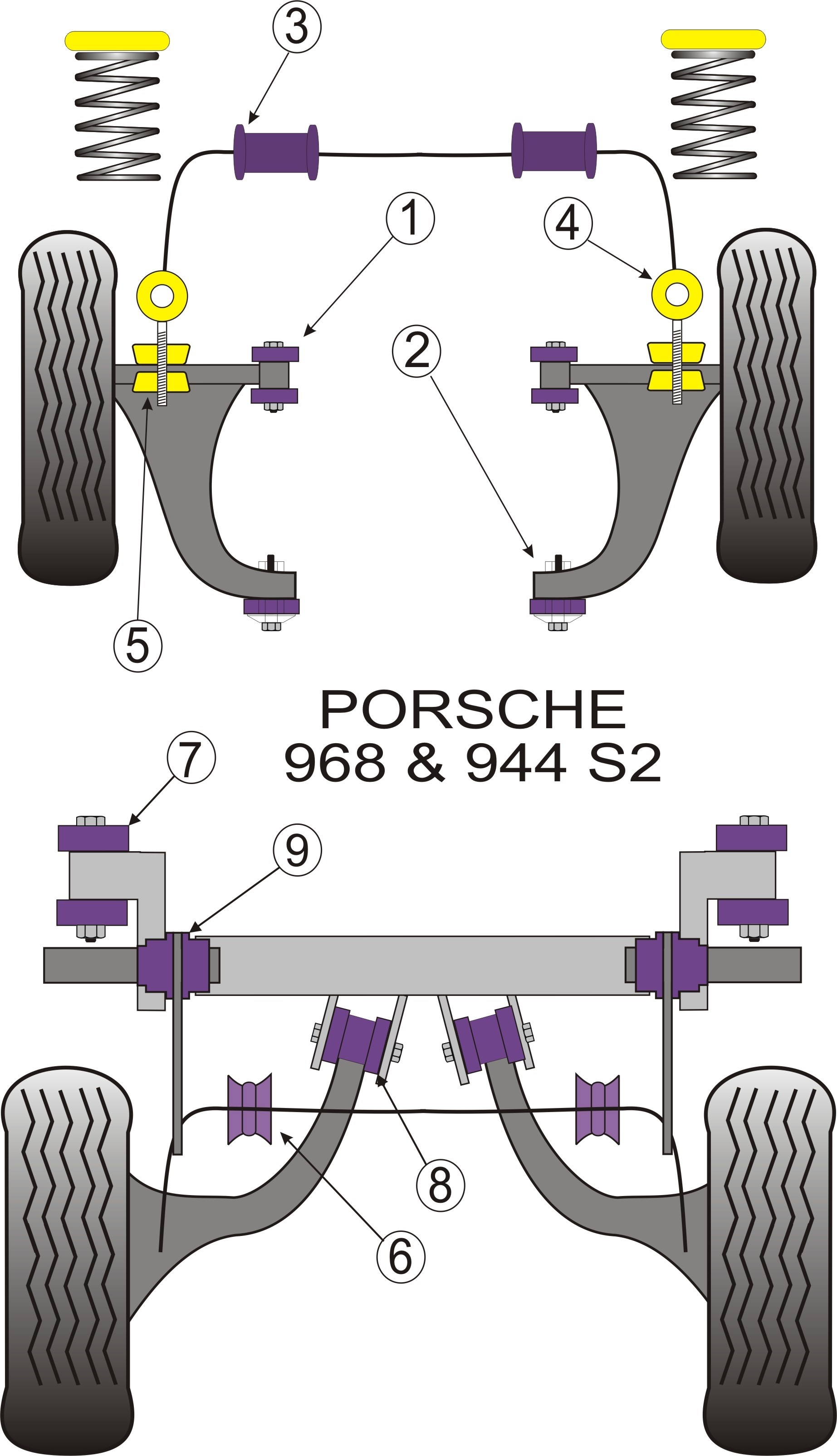 Porsche 944 S2  Front Anti Roll Bar Link Rod To Wishbone Bush -